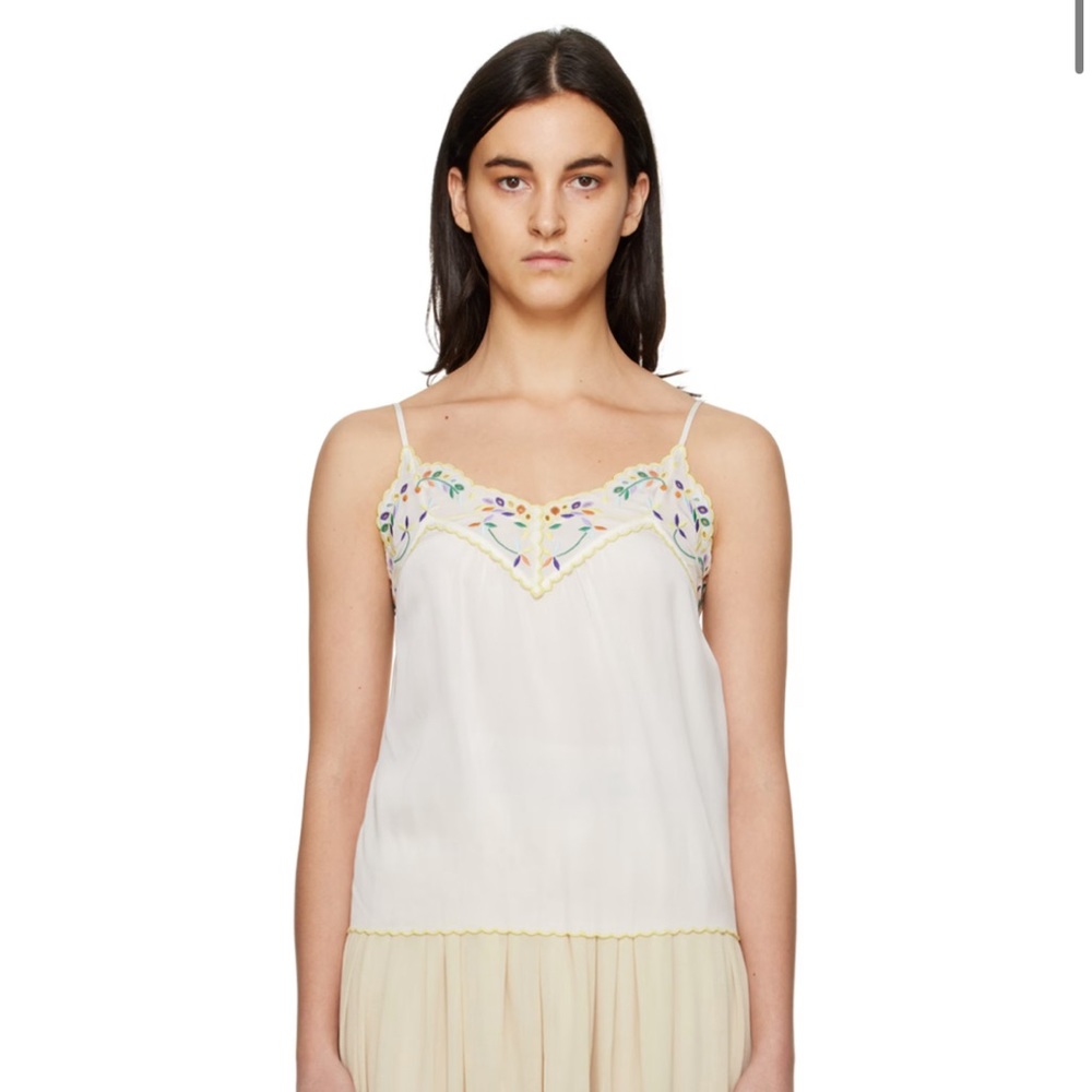 White Embroidered Tank Top by See By Chloé